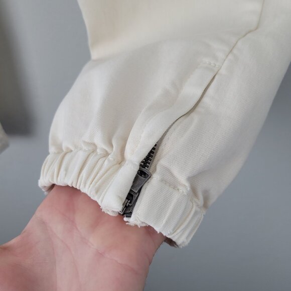 Paige Mayslie Jogger Ankle Zip Stretch Pants Quartz Sand Ivory Size 27 - Picture 11 of 12